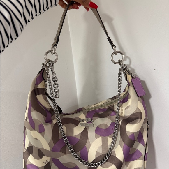 Coach Purple and Cream Shoulder Bag - Picture 7 of 7